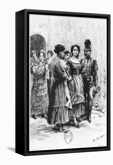 Scene from "Carmen" by Prosper Merimee Illustrated by Eugene Decisy-Gaston Vuillier-Framed Stretched Canvas