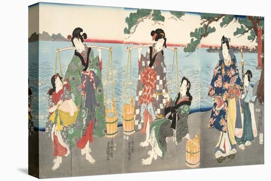 Scene from Genji Monogatari (Tale of Genji) by Murasaki Shibuku (B. 978) C. 1860 (Colour Woodblock-Kunisada Utagawa-Stretched Canvas