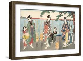 Scene from Genji Monogatari (Tale of Genji) by Murasaki Shibuku (B. 978) C. 1860 (Colour Woodblock-Kunisada Utagawa-Framed Giclee Print