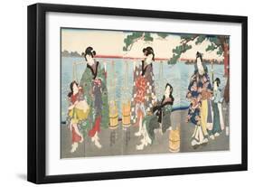 Scene from Genji Monogatari (Tale of Genji) by Murasaki Shibuku (B. 978) C. 1860 (Colour Woodblock-Kunisada Utagawa-Framed Giclee Print