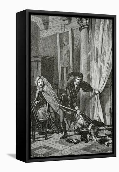 Scene from Hamlet, 19th Century-Ernest Hillemacher-Framed Stretched Canvas