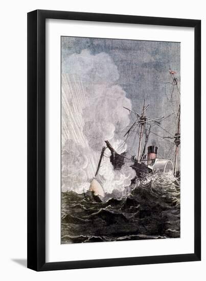 Scene from Jules Verne's from the Earth to the Moon, 1865-null-Framed Giclee Print