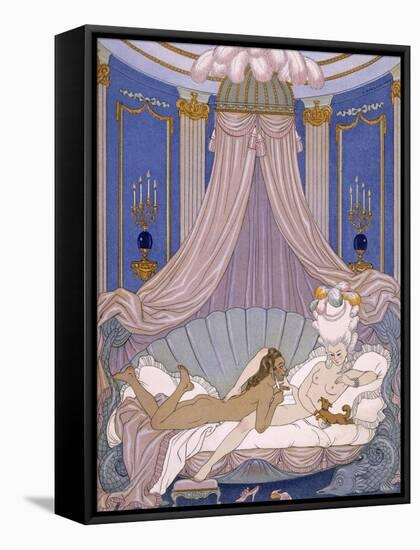 Scene from 'Les Liaisons Dangereuses' by Pierre Chodlerlos De Laclos-Georges Barbier-Framed Stretched Canvas