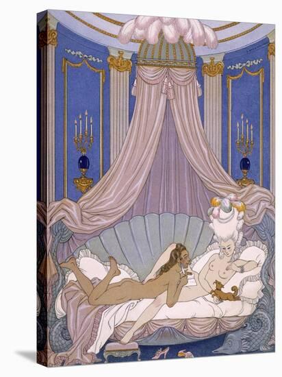 Scene from 'Les Liaisons Dangereuses' by Pierre Chodlerlos De Laclos-Georges Barbier-Stretched Canvas