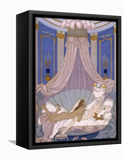 Scene from 'Les Liaisons Dangereuses' by Pierre Chodlerlos De Laclos-Georges Barbier-Framed Stretched Canvas