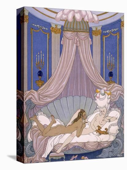 Scene from 'Les Liaisons Dangereuses' by Pierre Chodlerlos De Laclos-Georges Barbier-Stretched Canvas