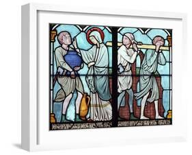 Scene from Life of St. Louis, Stained-Glass Window from Notre Dame Cathedral, Paris, France-null-Framed Giclee Print