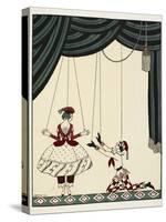 Scene from Petroushka, a ballet by Stravinsky Two puppets on stage, Georges Barbier-Georges Barbier-Stretched Canvas