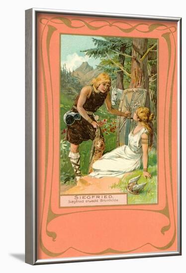 Scene from Siegfried, Siegfried wakes Brunnhilde-null-Framed Art Print