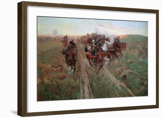 Scene from the Battle of Kuryuk-Dara in July 1854, 1900-Franz Roubaud-Framed Giclee Print