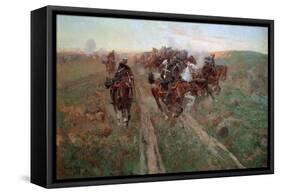 Scene from the Battle of Kuryuk-Dara in July 1854, 1900-Franz Roubaud-Framed Stretched Canvas