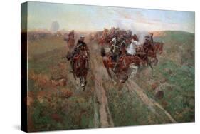 Scene from the Battle of Kuryuk-Dara in July 1854, 1900-Franz Roubaud-Stretched Canvas