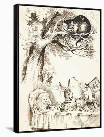 Scene from the Mad Hatter's Tea Party, C.1865-John Tenniel-Framed Stretched Canvas