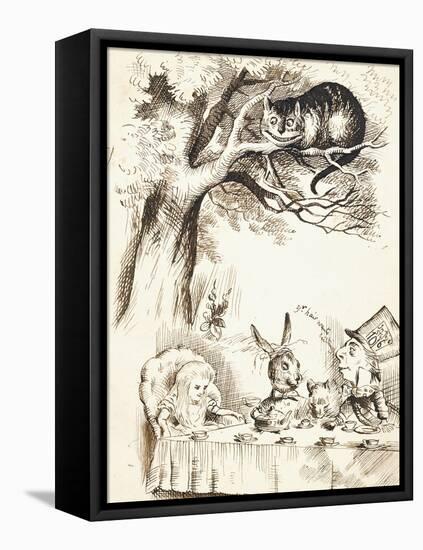 Scene from the Mad Hatter's Tea Party, C.1865-John Tenniel-Framed Stretched Canvas