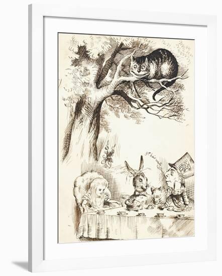 Scene from the Mad Hatter's Tea Party, C.1865-John Tenniel-Framed Giclee Print