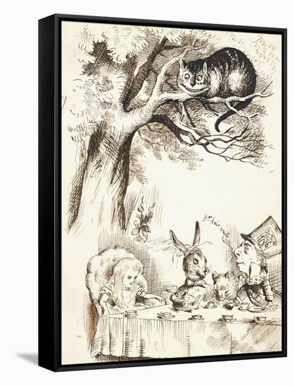 Scene from the Mad Hatter's Tea Party, C.1865-John Tenniel-Framed Stretched Canvas