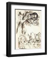 Scene from the Mad Hatter's Tea Party, C.1865-John Tenniel-Framed Premium Giclee Print