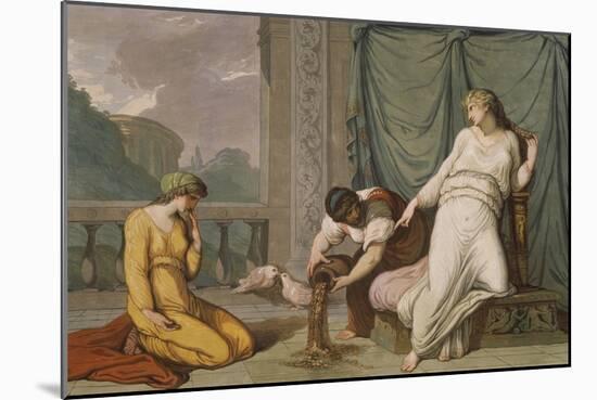 Scene from the Myth of Cupid and Psyche Showing Venus Ordering Psyche to Separate Seeds-Felice Giani-Mounted Giclee Print