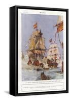 Scene from the Spanish Armada, 1588-Charles Edward Dixon-Framed Stretched Canvas
