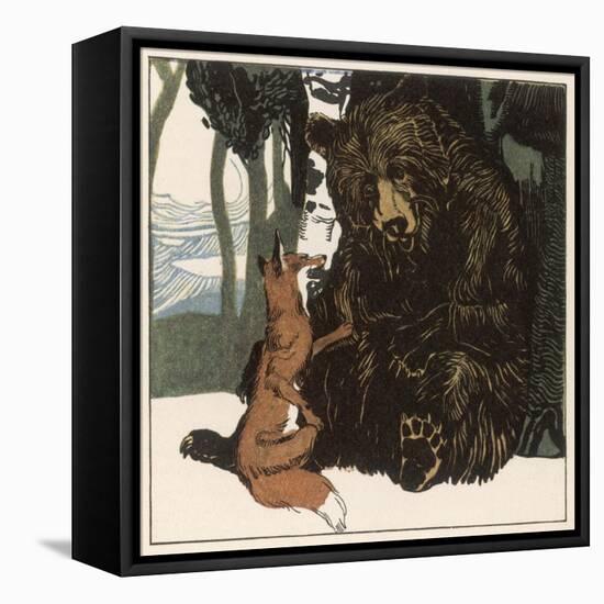 Scene from the Story Showing a Fox in Conversation with the Bear-A Weisgerber-Framed Stretched Canvas