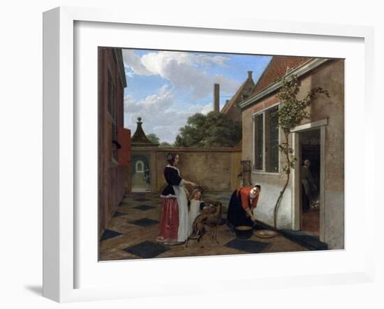 Scene in a Courtyard-Ludolf de Jongh-Framed Giclee Print