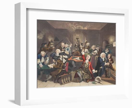 Scene in a Gaming House, Plate VI from 'A Rake's Progress, Illustration from 'Hogarth Restored:…-William Hogarth-Framed Giclee Print