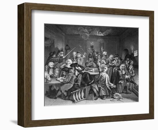 Scene in a Gaming House, Plate Vi from 'A Rake's Progress'-William Hogarth-Framed Giclee Print