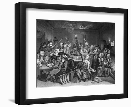 Scene in a Gaming House, Plate Vi from 'A Rake's Progress'-William Hogarth-Framed Giclee Print