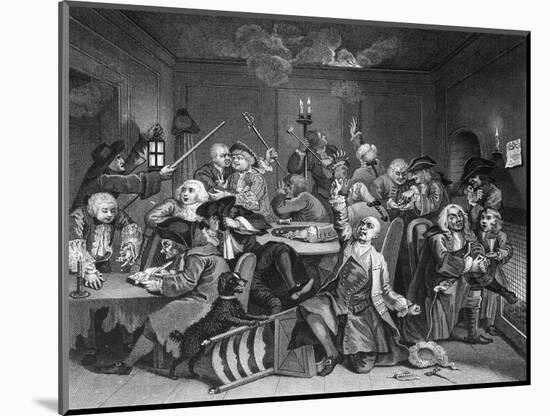 Scene in a Gaming House, Plate Vi from 'A Rake's Progress'-William Hogarth-Mounted Giclee Print