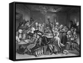 Scene in a Gaming House, Plate Vi from 'A Rake's Progress'-William Hogarth-Framed Stretched Canvas