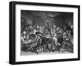 Scene in a Gaming House, Plate Vi from 'A Rake's Progress'-William Hogarth-Framed Giclee Print