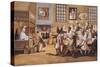 Scene in a London Coffee House, English School, circa 1695-null-Stretched Canvas