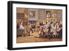 Scene in a London Coffee House, English School, circa 1695-null-Framed Giclee Print