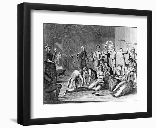 Scene in a Madhouse, from a Rake's Progress-William Hogarth-Framed Giclee Print