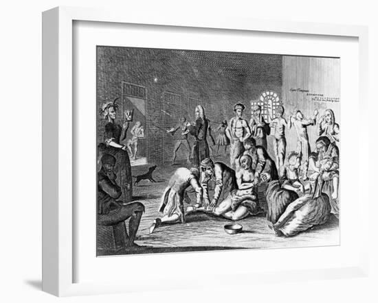 Scene in a Madhouse, from a Rake's Progress-William Hogarth-Framed Giclee Print