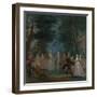 Scene in a Park, with Figures from the Commedia Dell'Arte, C.1735-Marcellus the Younger Laroon-Framed Giclee Print