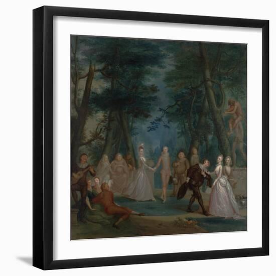 Scene in a Park, with Figures from the Commedia Dell'Arte, C.1735-Marcellus the Younger Laroon-Framed Giclee Print