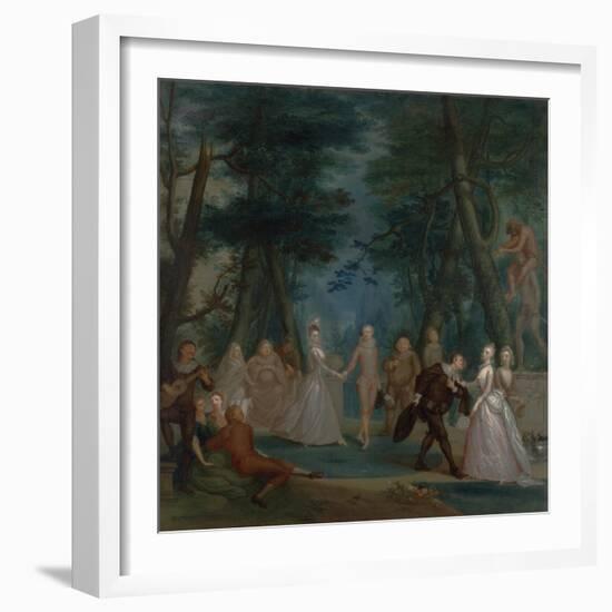 Scene in a Park, with Figures from the Commedia Dell'Arte, C.1735-Marcellus the Younger Laroon-Framed Giclee Print