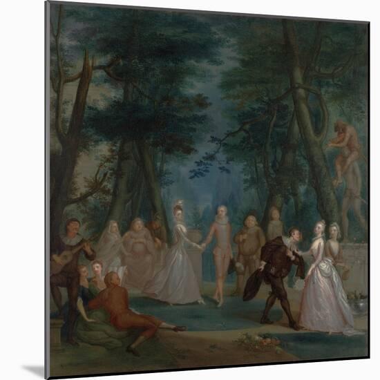 Scene in a Park, with Figures from the Commedia Dell'Arte, C.1735-Marcellus the Younger Laroon-Mounted Giclee Print