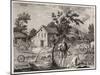 Scene in a Saxon Farmyard with Pigs and Poultry Carts and Various Implements-null-Mounted Art Print