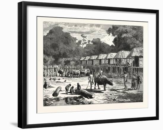 Scene in a Village in the Laos Country-null-Framed Giclee Print