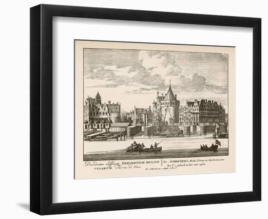 Scene in Amsterdam: Boats on the City's Waterways-P. Schenck-Framed Art Print