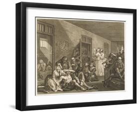 Scene in Bedlam Asylum-William Hogarth-Framed Art Print