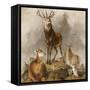 Scene in Braemar, Highland Deer-Edwin Henry Landseer-Framed Stretched Canvas