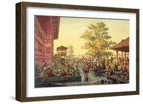 Scene in Bursa Depicting a Storyteller, Mid 19th Century-Jean Brindesi-Framed Giclee Print
