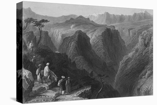 Scene in Mount Lebanon, Above the Valley of the Kadesha, or Holy Valley-William Henry Bartlett-Stretched Canvas