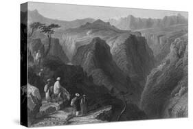 Scene in Mount Lebanon, Above the Valley of the Kadesha, or Holy Valley-William Henry Bartlett-Stretched Canvas