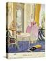 Scene in Style of Louis XV, Theatrical Setting, Watercolor, 1922-Umberto Brunelleschi-Stretched Canvas