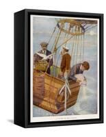 Scene in the Basket of a Balloon. One Man Consults the Altimeter-null-Framed Stretched Canvas