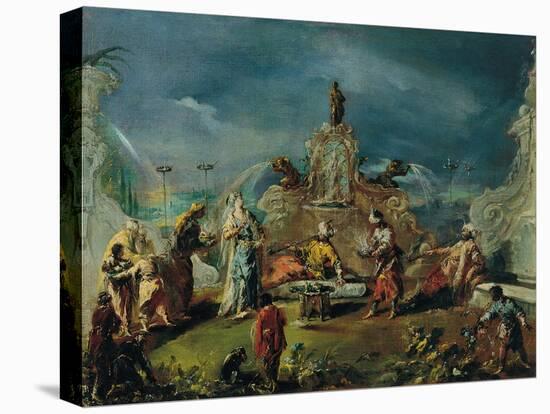 Scene in the Garden of a Serraglio-Giovanni Antonio Guardi-Stretched Canvas